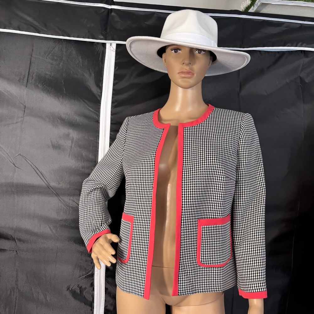 Nine West Black and White Blazer with Orange Accents